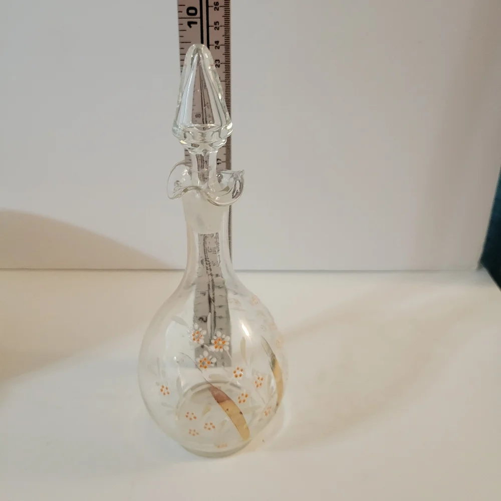 Vintage Enameled Painted Decanter Floral